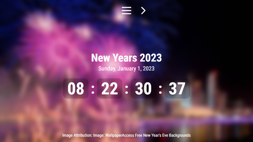 A countdown to New Years Day 2023.