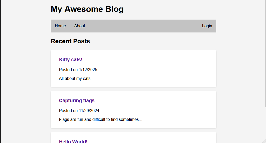 The home page of the blog.
