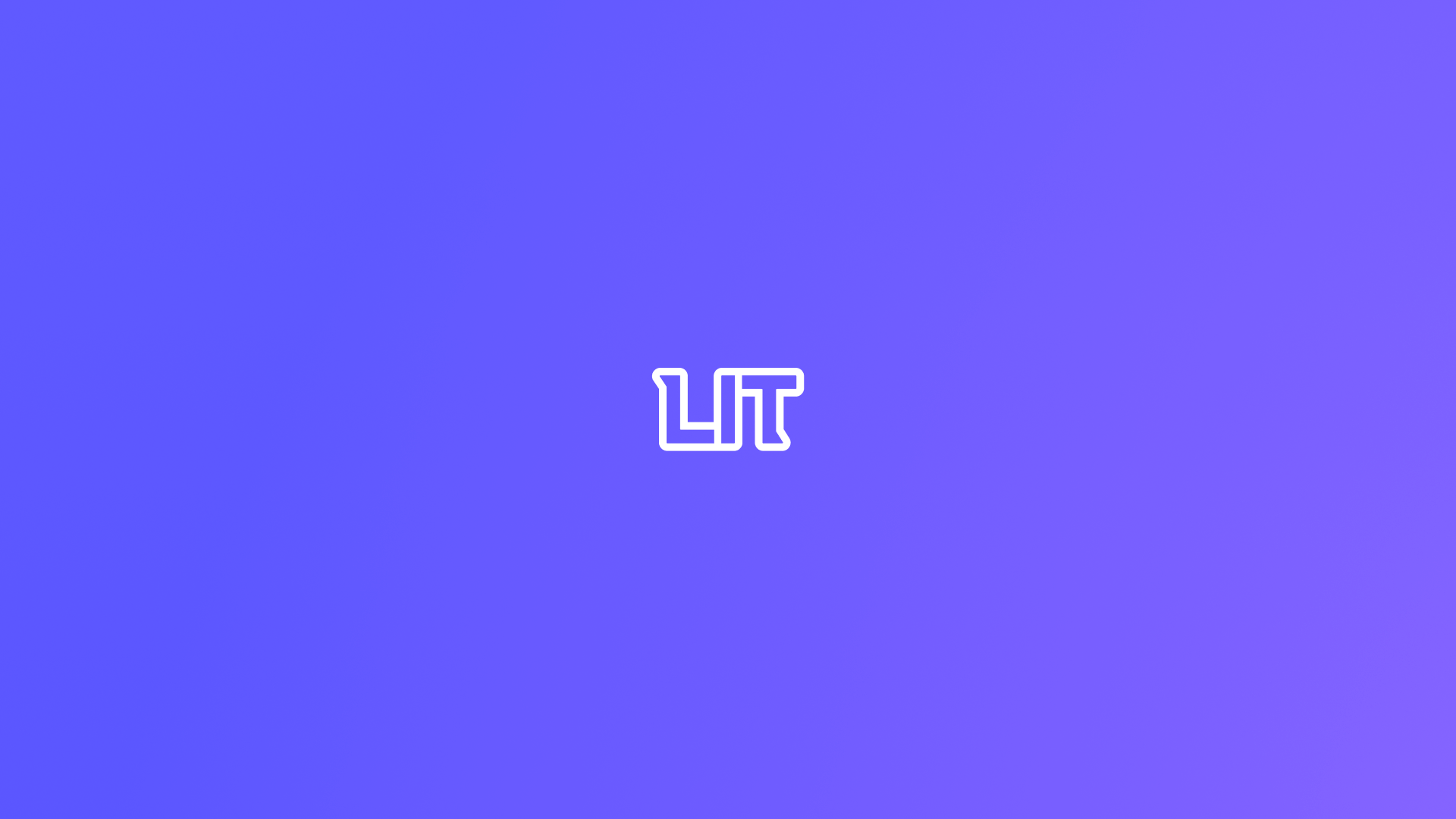 A simple screen with stylized text reading "LIT". The background features a violet gradient.