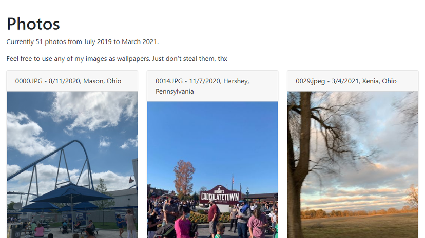 A webpage featuring 3 photos.