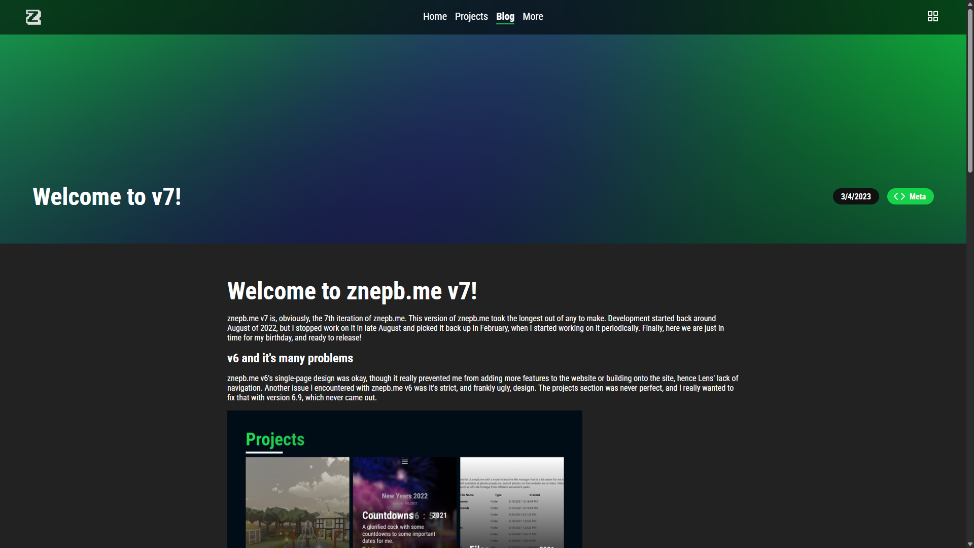 The cover page of znepb.me v6.