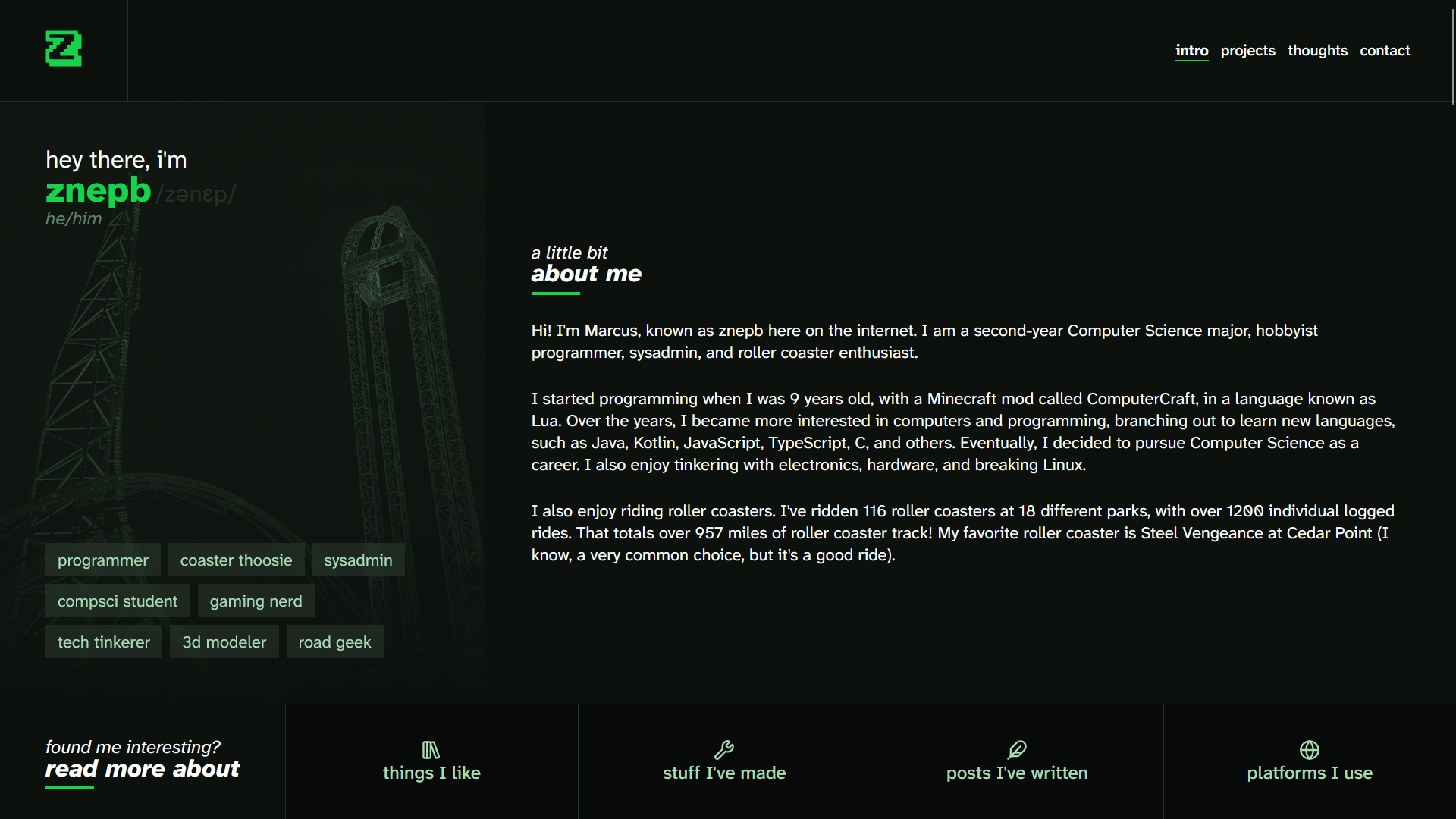The cover page of znepb.me v6.