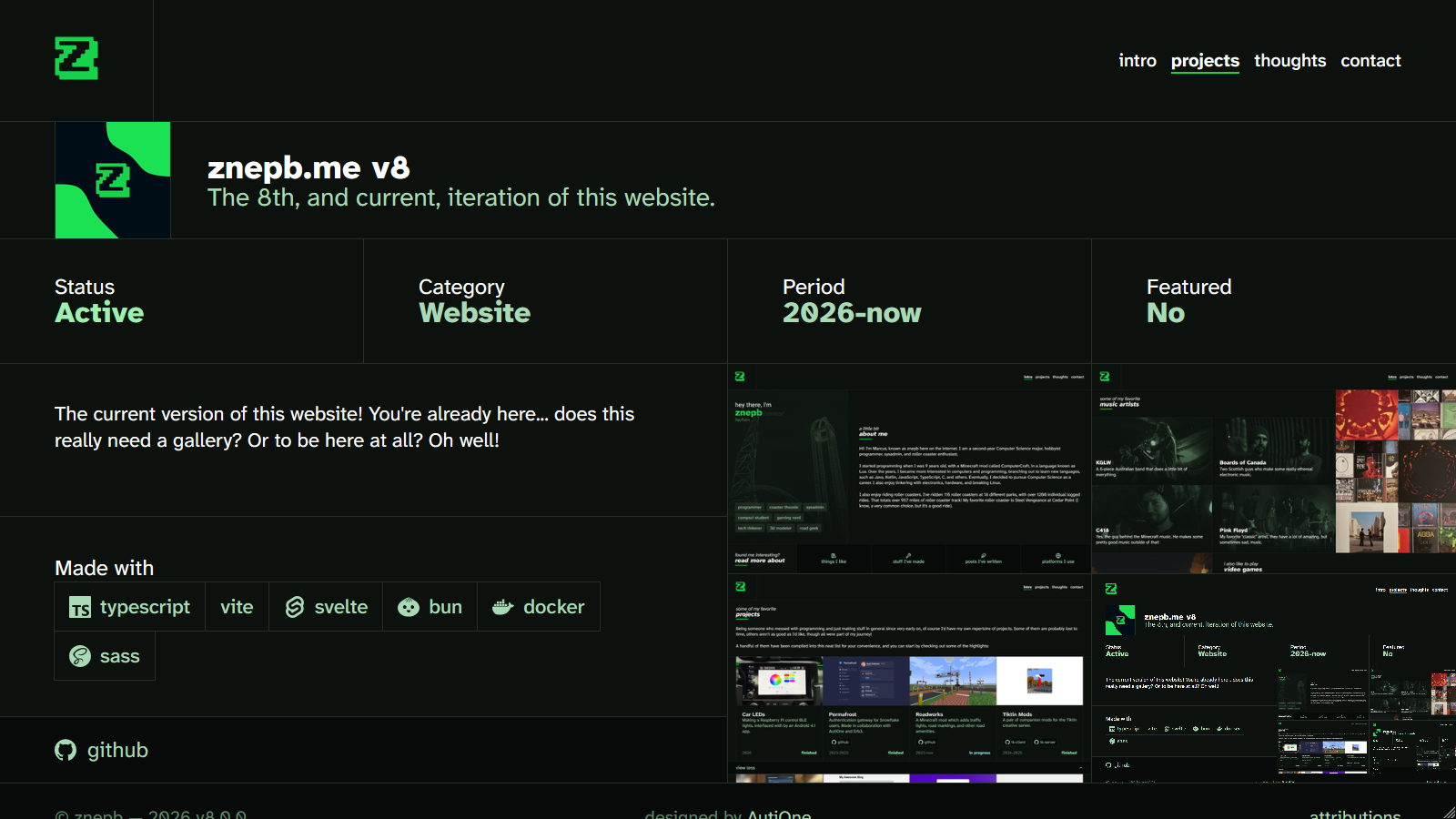 The cover page of znepb.me v6.